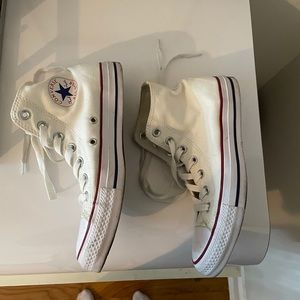 White/cream high top converse